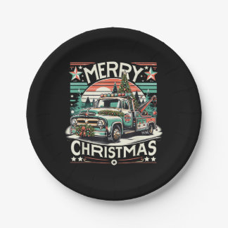 Weihnachts Auto Abschleppen Frohe Weihnachten 1950 Pappteller