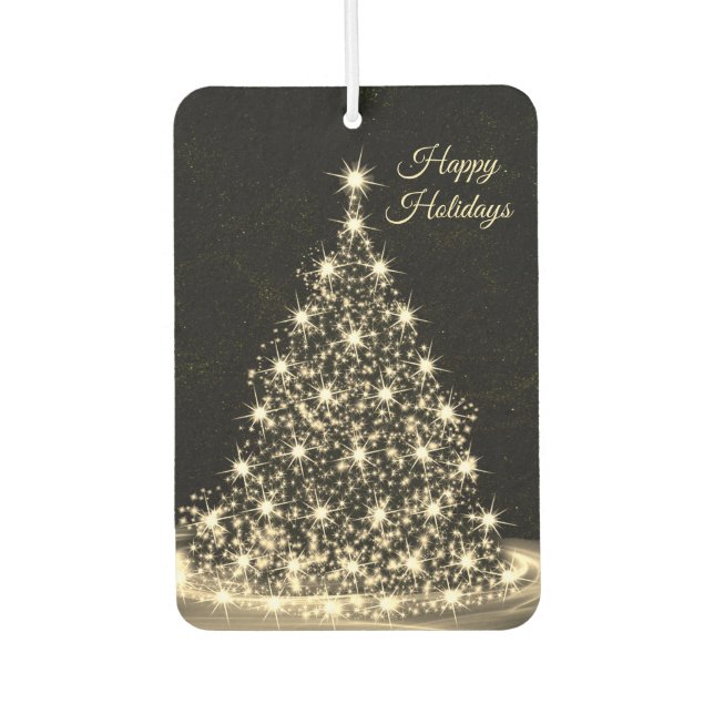 Weihnachts-Auto Golden Shiny Tree Winter Schwarz Autolufterfrischer (Vorderseite)
