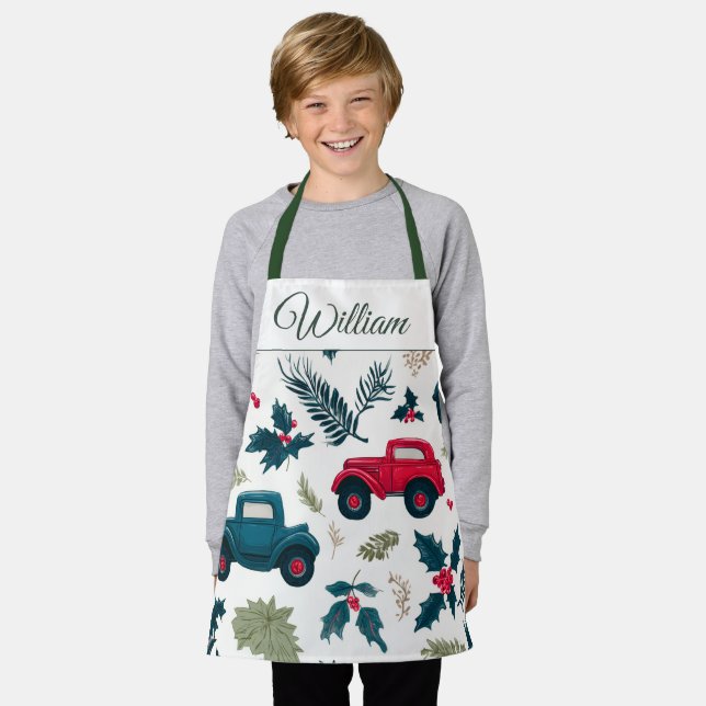 Weihnachts-Autos-Design | Kinder-Schürze mit indiv Schürze (Getragen)