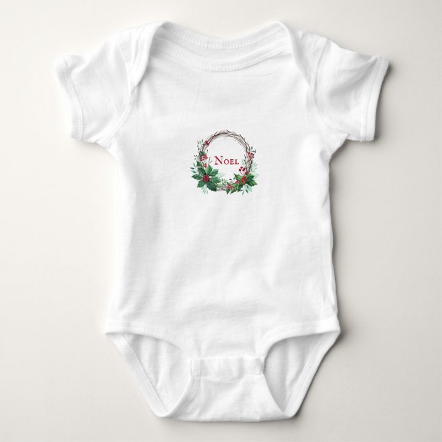 Weihnachts-Babes Holly Wreath Baby Body Strampler (Vorderseite)