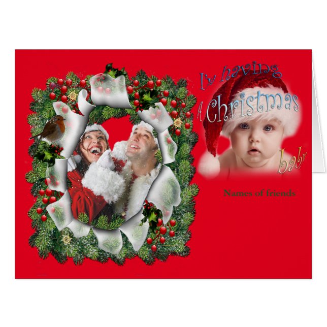 Weihnachts-Baby-Ankündigung (Vorderseite (Horizontal))