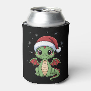 Weihnachts-Baby-Drache-Santa-Hut-Schneeflocken-Cut Dosenkühler