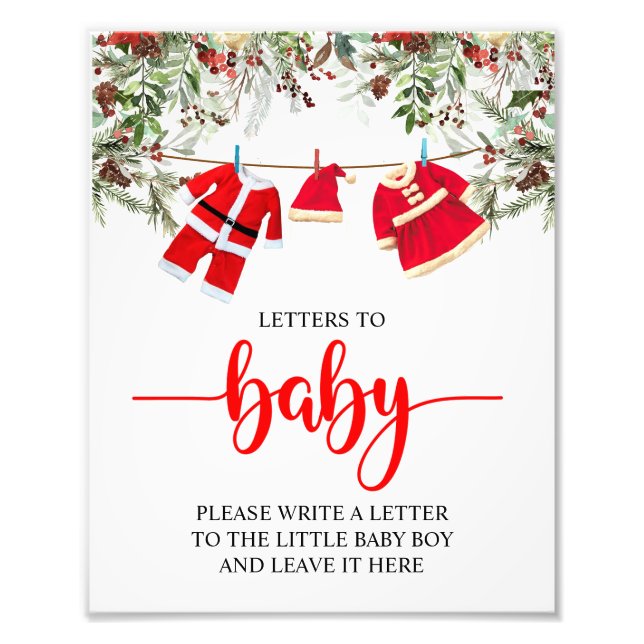 Weihnachts-Baby-Duschbriefe zum Baby-Zeichen Fotodruck (Vorne)
