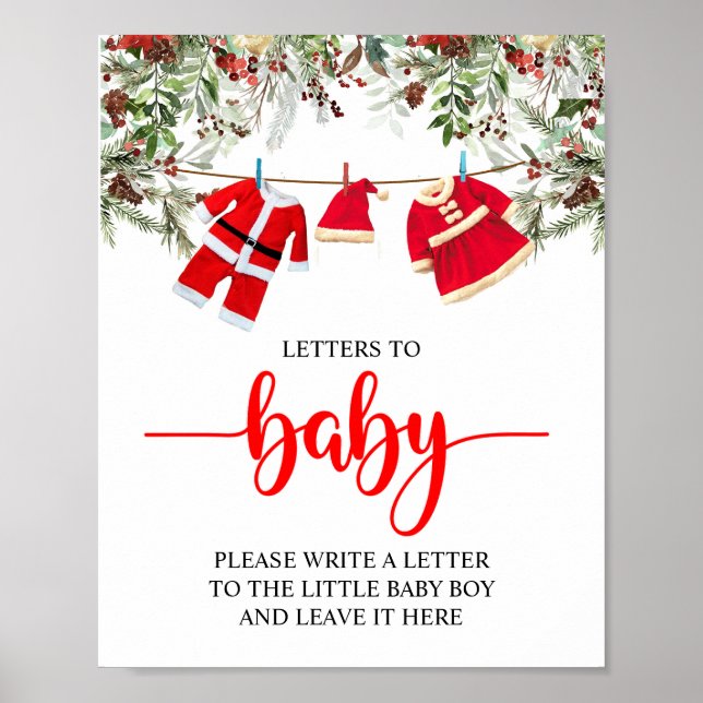 Weihnachts-Baby-Duschbriefe zum Baby-Zeichen Poster (Vorne)