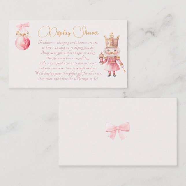 Weihnachts-Baby-Dusche: Rosa Nutcracker Wasserfarb Begleitkarte (Vorne/Hinten)
