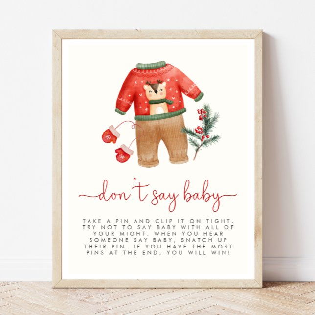 Weihnachts-Baby-Dusche Sage kein Baby-Spiel-Zeiche Poster (Von Creator hochgeladen)