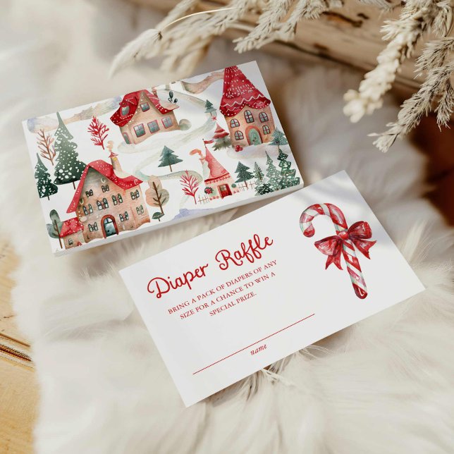 Weihnachts-Baby-Duschkabine Begleitkarte (Christmas Baby Shower Diaper Raffle Ticket)