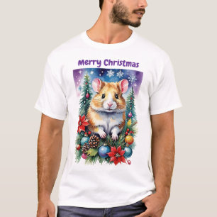 Weihnachts-Baby-Hamster Lila Nacht & Dekorationen T-Shirt