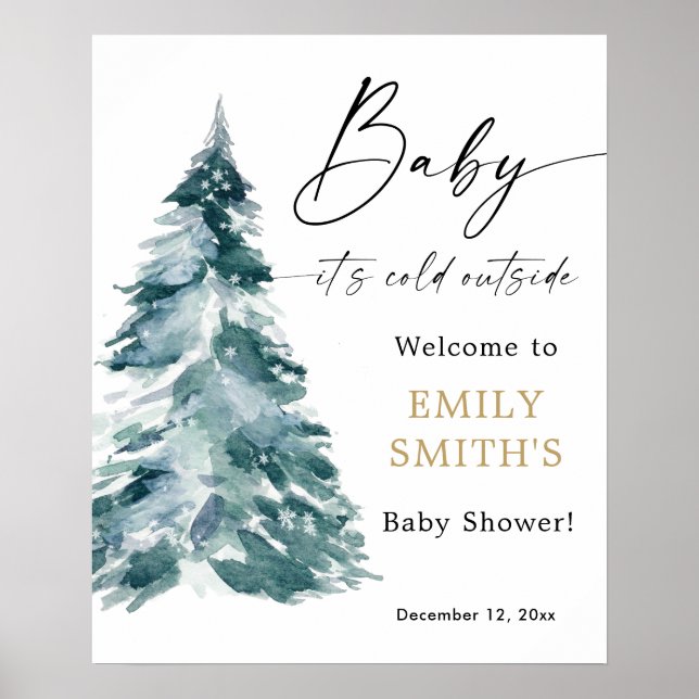 Weihnachts-Baby ist draußen kalt Poster (Vorne)