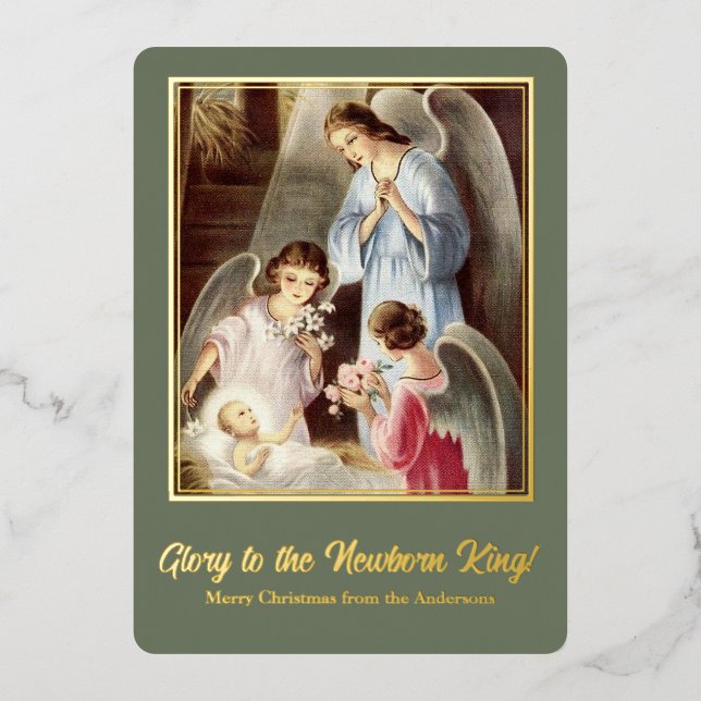 Weihnachts Baby Jesus Krippe Karte (Vorderseite)