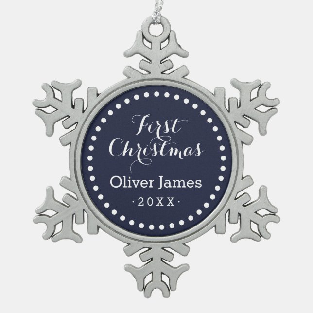Weihnachts-Baby-Keepake-Holiday-Ornament Schneeflocken Zinn-Ornament (Vorderseite)