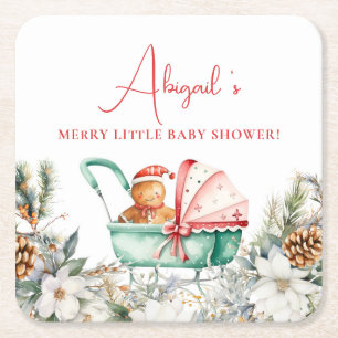 Weihnachts-Baby-Party mit Lebkuchen Rechteckiger Pappuntersetzer