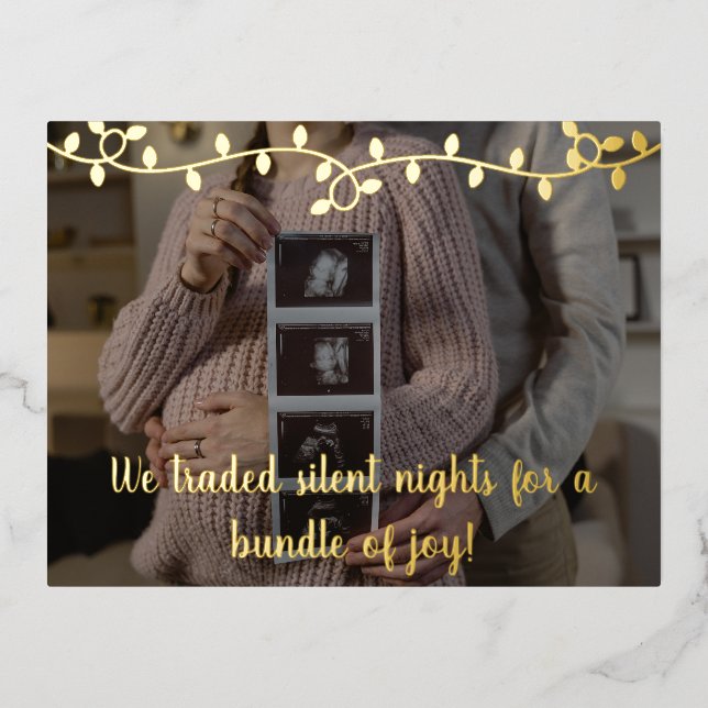 Weihnachts Baby Schwangerschaft Ankündigung Gold M (Vorderseite)