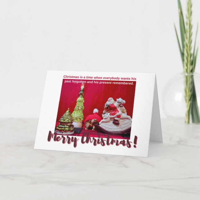 Weihnachts-Baby Sulcata Tortoise mit Santa Karte (Vorderseite)