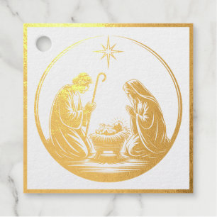 Weihnachts-Babys-Jesus-Christmas-Goldfolie-Geschen Geschenkanhänger