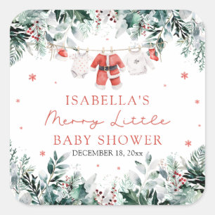 Weihnachts-Babysachen Fröhliche kleine Babyparty Quadratischer Aufkleber