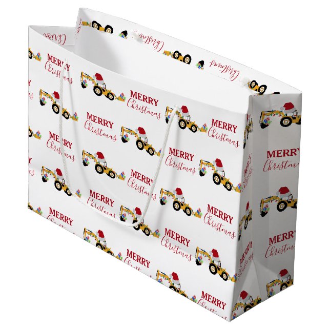 Weihnachts-Backhofsbauwagen Große Geschenktüte (Vorderseite Schrägansicht)