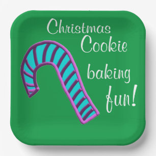 Weihnachts Backspass Blue Pink Candy Cane Pappteller
