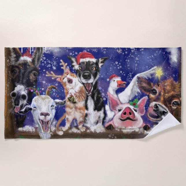 Weihnachts-Badetuch-Geschenk Happy Farm Party - Sp Strandtuch (Vorderseite)