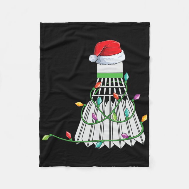 Weihnachts-Badminton-Geschenk-Weihnachtsmannmütze  Fleecedecke (Vorderseite)