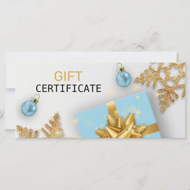 Weihnachts-Ball Blue Gift Gold Snowflakes Geschenk (Vorderseite)