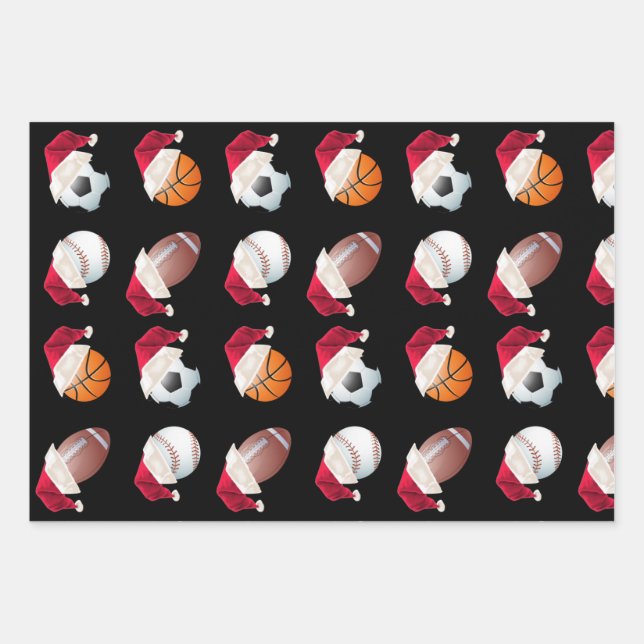 Weihnachts-Baller-Sport Funny Weihnachtsfest Geschenkpapier Set (Vorderseite)