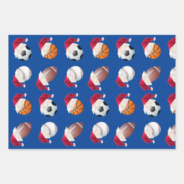 Weihnachts-Baller-Sport Funny Weihnachtsfest Geschenkpapier Set (Vorderseite)