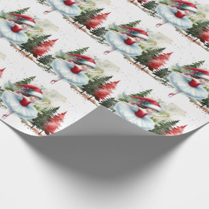 Weihnachts-Ballerina-Girl im Pinienwald Geschenkpapier