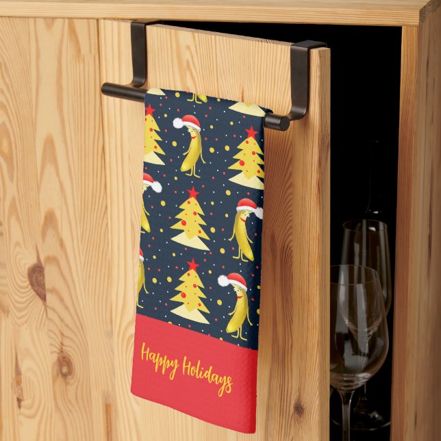 Weihnachts-Bananen-Muster Geschirrtuch (Drittel gefaltet)