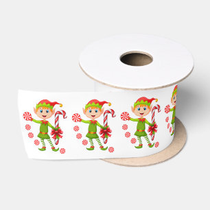 Weihnachts-Band, frohe Weihnachtself Satinband
