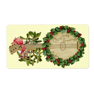 WEIHNACHTS-BANJO MIT MISTELZWEIGEN UND STECHPALMEN