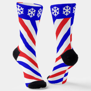 Weihnachts Barbershop Pole and Snowflakes Spaß Socken