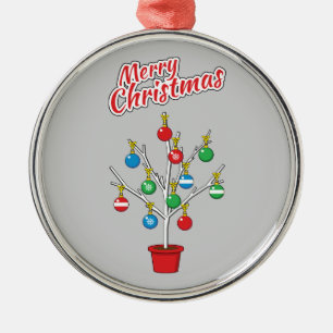 Weihnachts-Bare-Branch Tree - Frohe Weihnachten Ornament Aus Metall