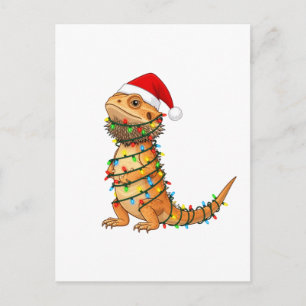 Weihnachts-Bartagame Pogona Vitticeps Santa Feiertagspostkarte