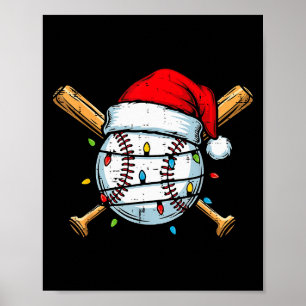 Weihnachts-Baseball-Ball-Santa-Hut-Xmas-Sport-Männ Poster