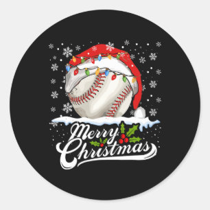 Weihnachts Baseball Ball Weihnachtsmannmütze Xmas Runder Aufkleber