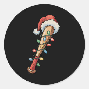 Weihnachts Baseball Bat Weihnachtsmannmütze Xmas L Runder Aufkleber