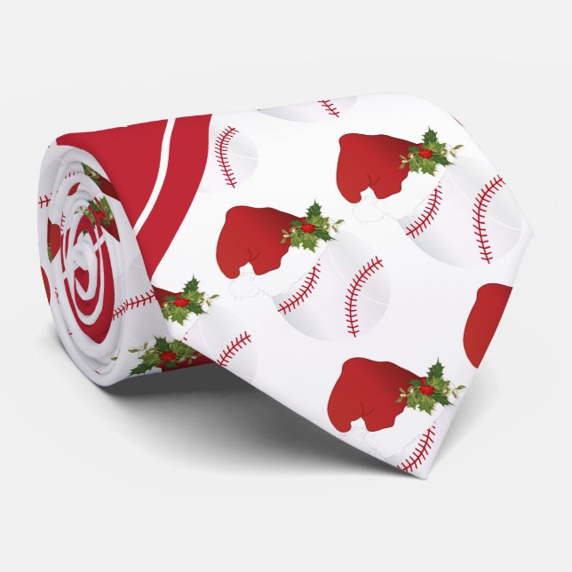 Weihnachts-Baseball-Design Krawatte (Gerollt)