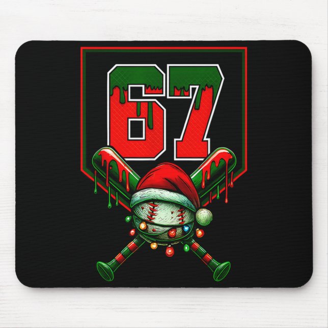 Weihnachts-Baseball-Drip Nummer 67 Spieler oder 67 Mousepad (Vorne)