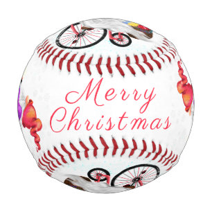 Weihnachts-Baseball-Geschenk Gnome mit dem Fahrrad Baseball