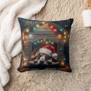 Weihnachts-Baseball-Hütte im Doghouse Kissen