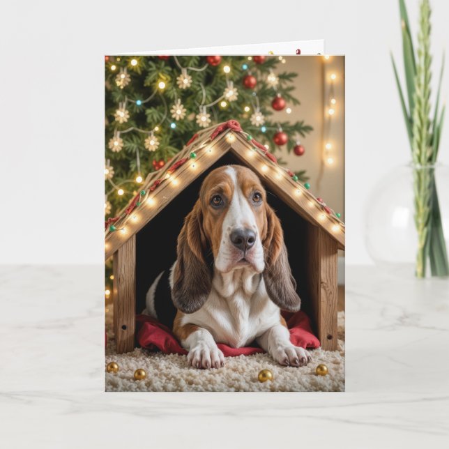 Weihnachts-Baseball in einem Doghouse Karte (Vorderseite)