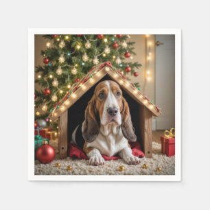 Weihnachts-Baseball in einem Doghouse Serviette