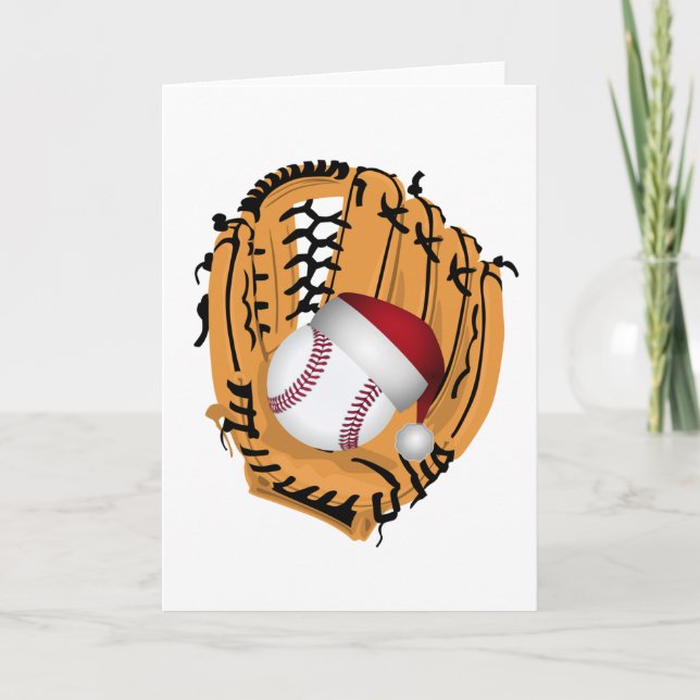Weihnachts-Baseball-Mitt und Ball Feiertagskarte (Vorderseite)