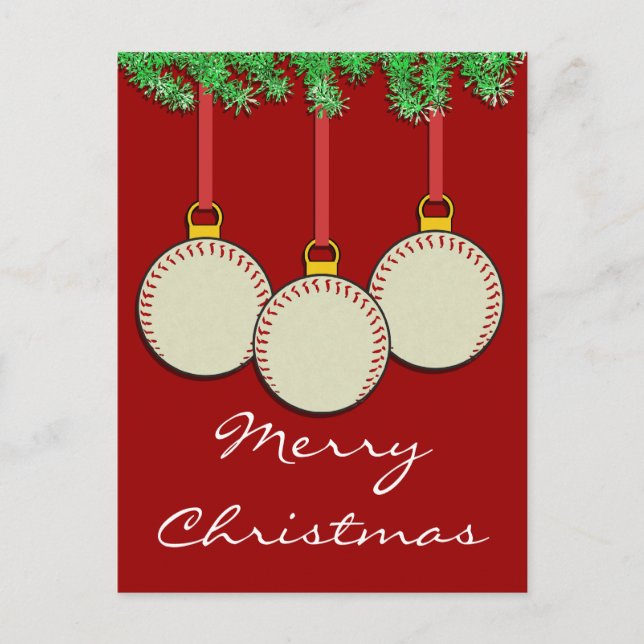 Weihnachts-Baseball-Postkarte Feiertagspostkarte (Vorderseite)