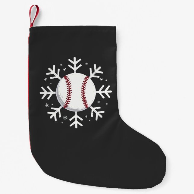 Weihnachts-Baseball-Schneeflocke Sport Hit Horun Kleiner Weihnachtsstrumpf (Vorderseite)
