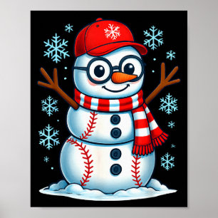 Weihnachts Baseball Schneemann Xmas Pyjama Frauen Poster