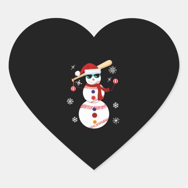 Weihnachts-Baseball-Snowman-Weihnachtsmannmütze Herz-Aufkleber (Vorderseite)