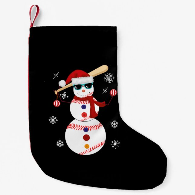 Weihnachts-Baseball-Snowman-Weihnachtsmannmütze Kleiner Weihnachtsstrumpf (Vorderseite)