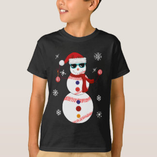 Weihnachts-Baseball-Snowman-Weihnachtsmannmütze T-Shirt
